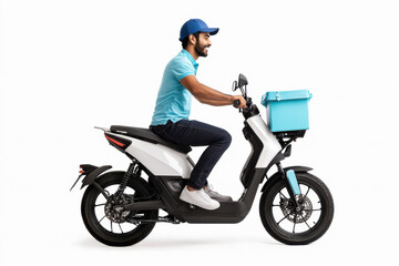 Indian delivery boy riding scooter