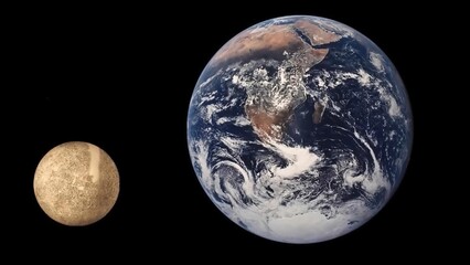 Image comparing the sizes of Mercury and Earth.