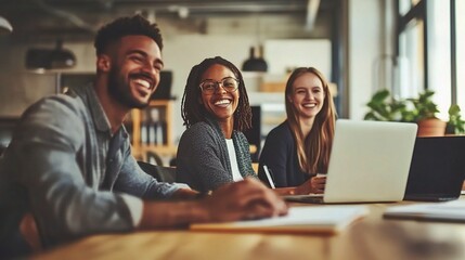 Diverse Team Collaborating in a Modern Workspace