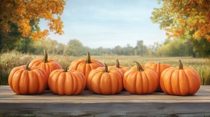 'pile orange pumpkins wooden table fall background banner pumpkin thanksgiving halloween autumn park garden harvest vegetable seasonal holiday squash decoration season agriculture october field farm'