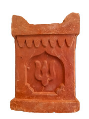 Indian traditional ( Clay pot ) pot known as tulsi vrindavan isolated on white background 