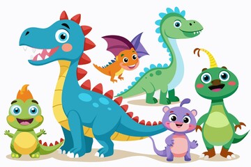 set of funny cartoon monsters