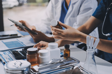 international team of professional doctors having a meeting in conference room at the modern hospital. Healthcare and medical development concept.