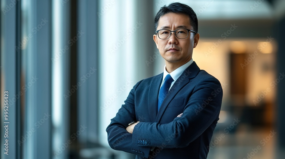 Poster Confident Businessman in Modern Office Environment