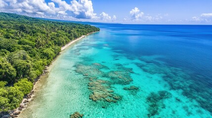 Fototapeta premium Tranquil Tropical Beach with Clear Blue Waters