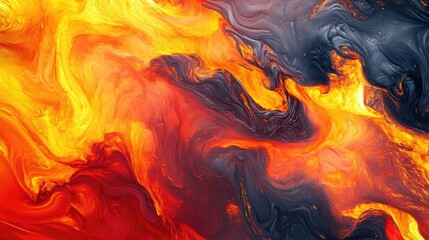 Abstract Liquid Fire & Smoke Swirling Painting, Vivid Colors, Dynamic Texture