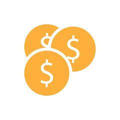 Dollar coins icon logo design template isolated illustration