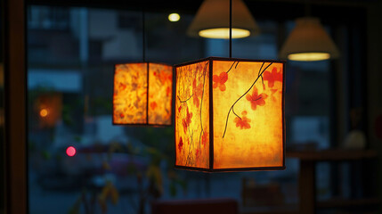 square and rectangular lamp shade setting in a table   in living room