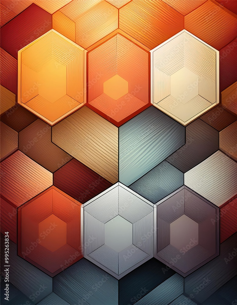 Wall mural geometric shapes in warm tones