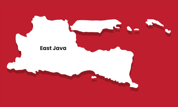 East Java silhouette map with red background