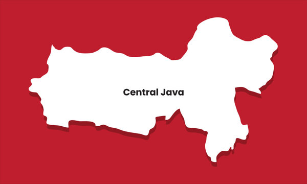Central Java silhouette map with red background