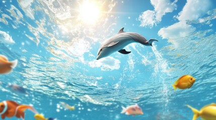 Dolphin Jumping in Crystal Clear Ocean Water