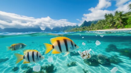 Colorful Fish Swimming in Clear Tropical Waters