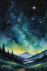 Fototapeta premium landscape with stars