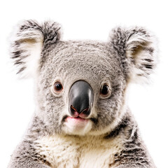 Fototapeta premium Cuddly koala Phascolarctos cinereus fluffy gray fur round ears cute black nose Animal photography