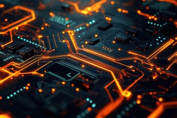 Obraz premium futuristic server printed circuit board