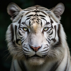 Fototapeta premium Close-up Photography of a White Tiger's Intense Gaze