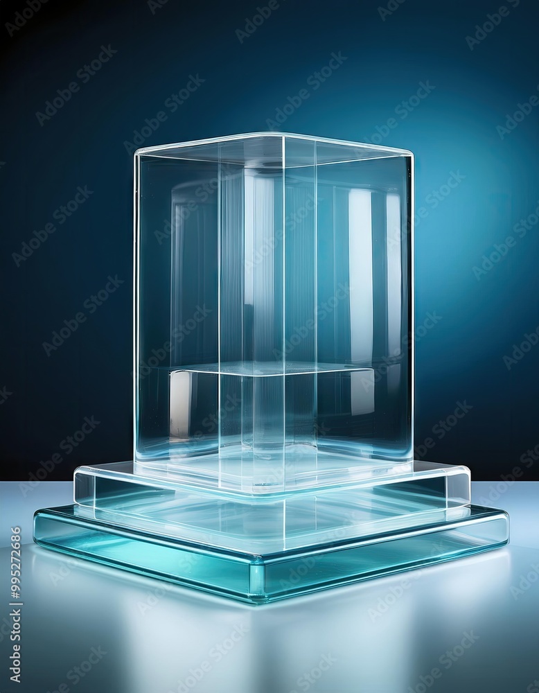 Sticker empty glass cube display