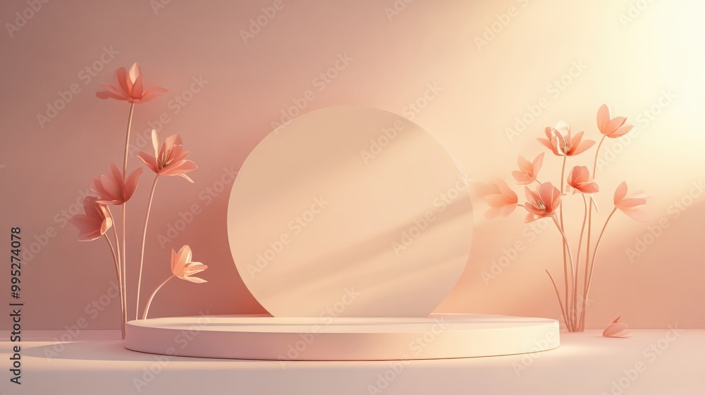 Poster 3d render featuring a vector abstract background with a clean podium and round stage, ideal for show