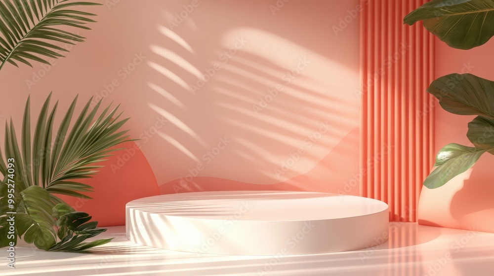 Poster 3d render featuring a vector abstract background with a clean podium and round stage, ideal for show