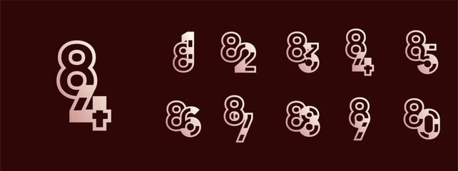 Logo 81th-89th, 81-89 years happy anniversary, Creative design for celebration, birthday, greeting and invitation. Editable file