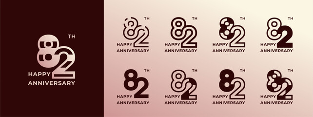 Logo 82th, years happy anniversary gold, Creative design template for celebration, birthday, greeting and invitation. Editable file