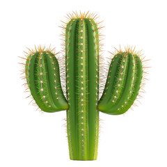 Naklejka premium Lush Green Cactus with Dynamic Spines and Structure on Transparent Background