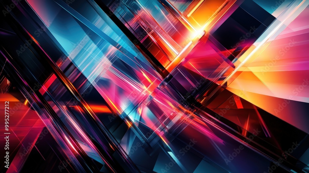 Poster abstract design with futuristic light patterns and sleek geometric shapes, perfect for high-tech and