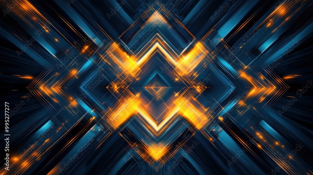 Poster abstract design with futuristic light patterns and sleek geometric shapes, perfect for high-tech and