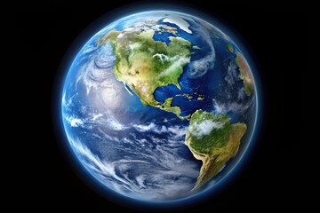 Fototapeta premium Detailed fisheye planet earth representation with continents and oceans