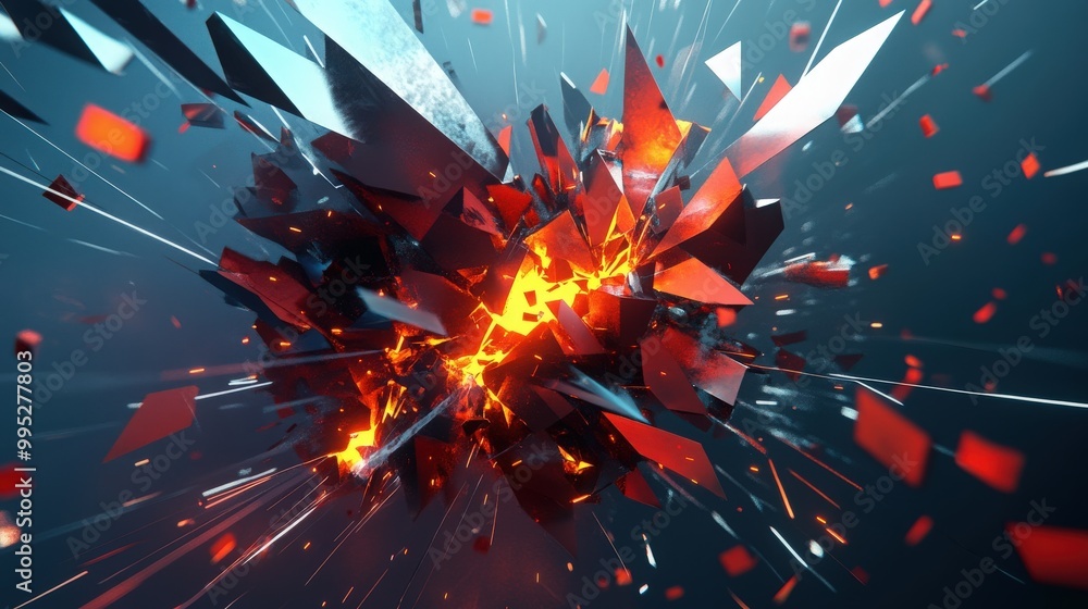 Aufkleber abstract geometric design in 3d, featuring a powerful explosion effect and a visually impactful crus