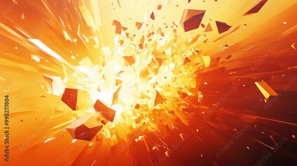 Poster abstract geometric background in 3d, with an explosion power design and a visually dramatic crushing