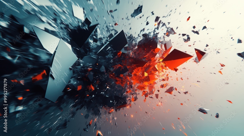 Aufkleber abstract geometric design in 3d, featuring a powerful explosion effect and a visually impactful crus