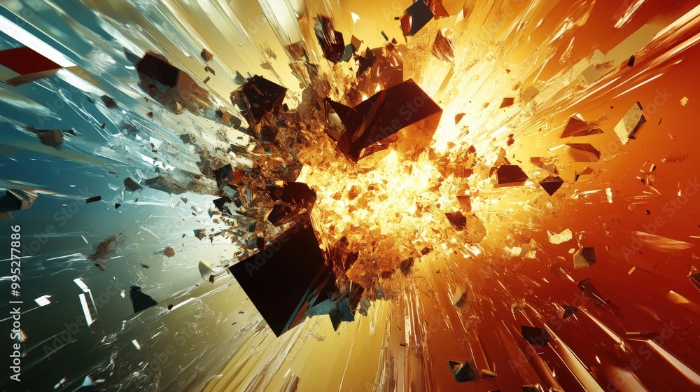 Aufkleber abstract geometric design in 3d, featuring a powerful explosion effect and a visually impactful crus