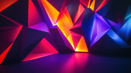 Abstract geometric shapes illuminated by vibrant light technology, creating a high-tech and contemporary design