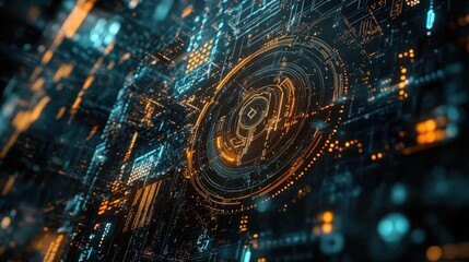 Abstract graphics pattern art showcasing advanced technology themes with intricate designs. Perfect for a high-tech and innovative visual presentation