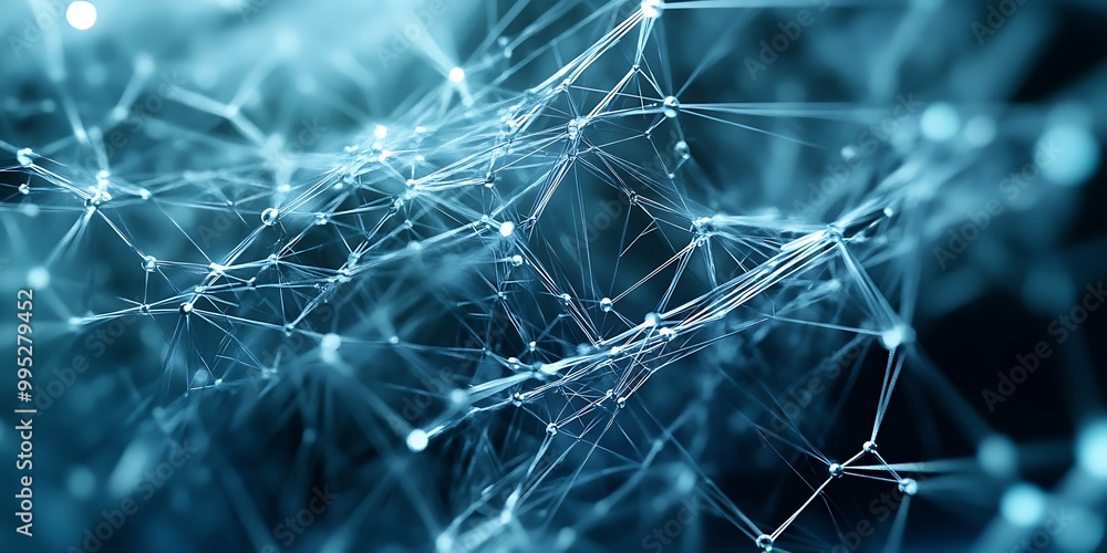 Wall mural digital abstract background digits in blue and black data nodes, technological design modern illustr