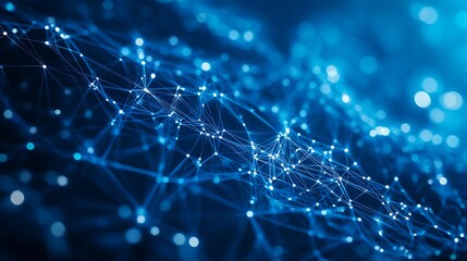 Digital abstract background digits in blue and black data nodes, technological design modern illustration computer and high tech concept