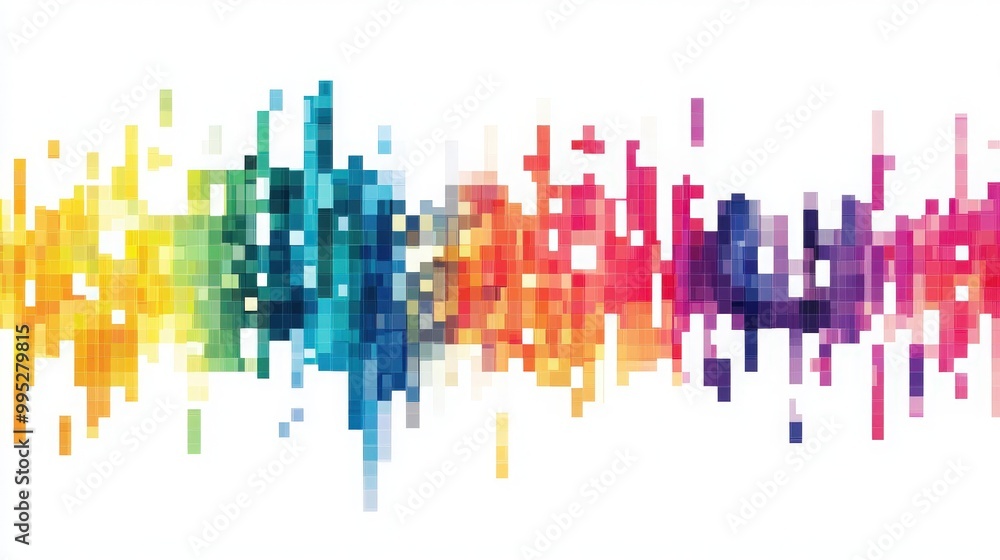 Leinwandbilder abstract pixel art with a rainbow color scheme. modern design elements create a striking visual on a
