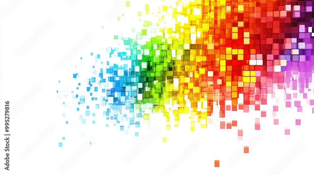 Leinwandbilder abstract pixel art with a rainbow color scheme. modern design elements create a striking visual on a