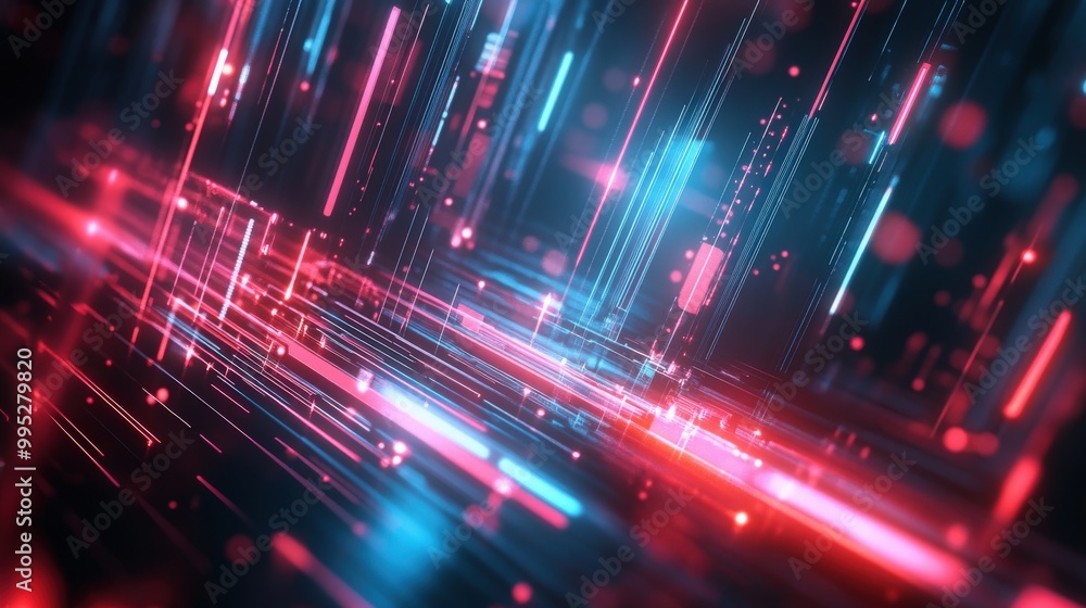 Poster abstract light technology pattern with dynamic shapes and glowing lines, showcasing futuristic desig