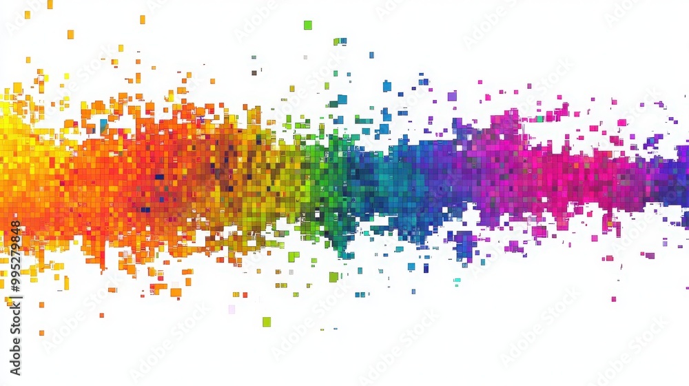 Leinwandbilder abstract pixel art with a rainbow color scheme. modern design elements create a striking visual on a