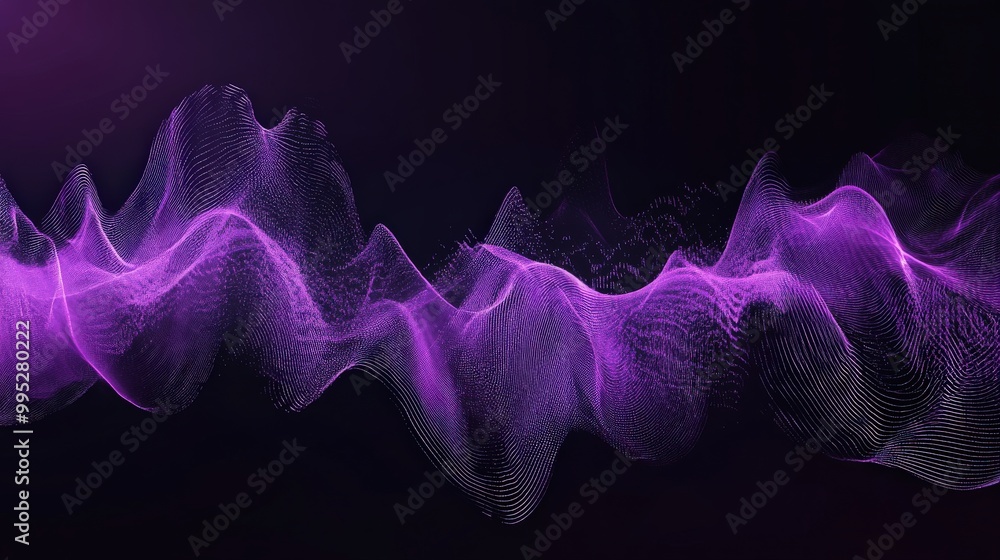 Poster abstract purple sound wave graphics with rhythmic lines and fluid motion. perfect for modern digital
