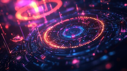 Abstract shapes with glowing technology patterns, offering a modern and futuristic backdrop for various design uses