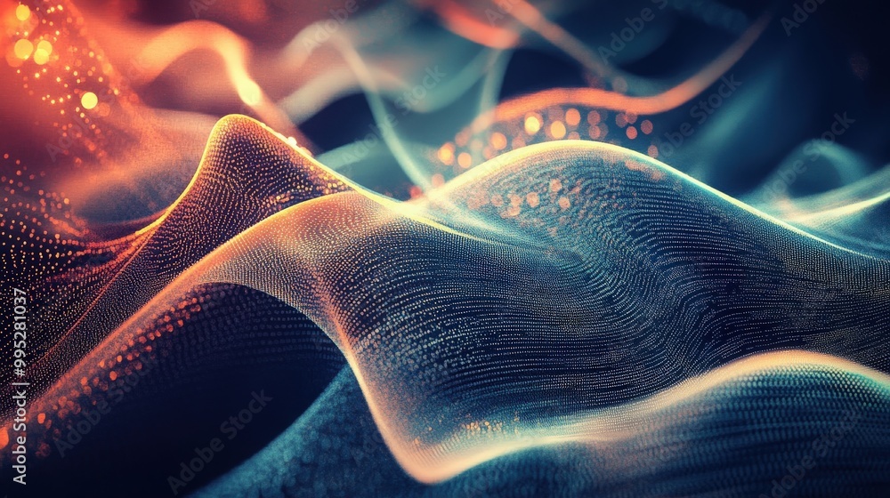 Poster abstract shapes with radiant technology light patterns, offering a futuristic and stylish visual exp