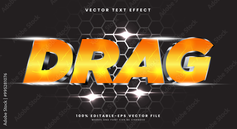 Poster drag 3d editable text effect template with speed style