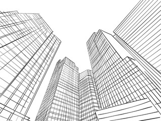 Geometric Architectural Symphony: Skyscraper in a Single Line's Embrace