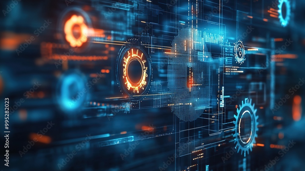 Poster abstract technology background with data patterns