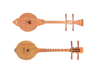 Thai musical instruments. Lanna ancient sing-song style isolated on white