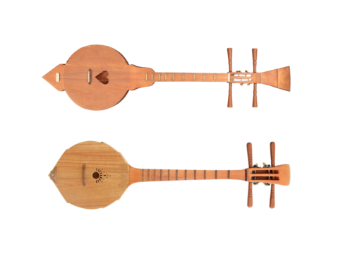 Thai musical instruments. Lanna ancient sing-song style isolated on white